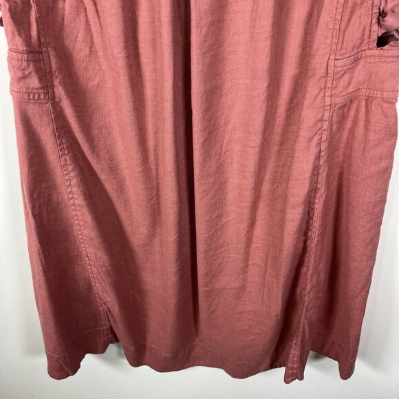 FREE PEOPLE Moonshine Mini Dress Pink Linen Blend Hippie Boho Pockets Women’s M - Picture 10 of 11